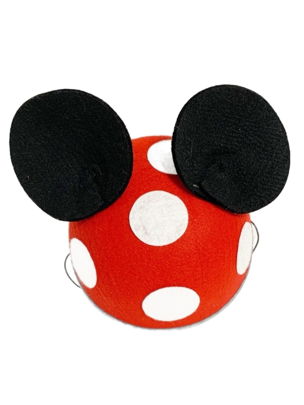 Unbranded Minnie Mouse Molded Felt Polka Dot Beanie Cap with Mouse Ears 🟥⬛️⬜️